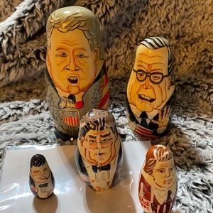 VINTAGE political WOOD NESTING DOLLS authentic model PRESIDENTS 5pc